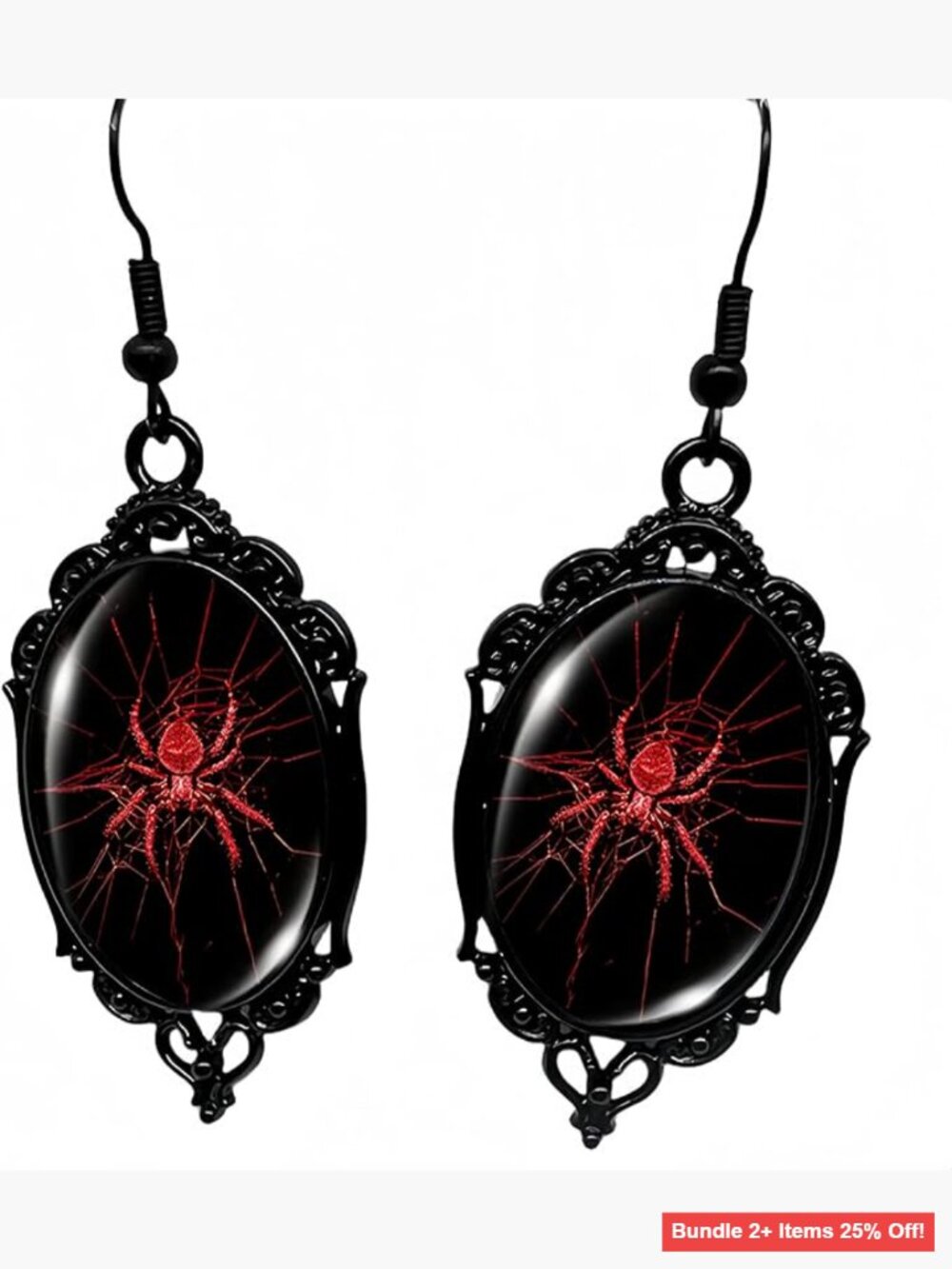 Vintage Crystal Spider Dangle Earrings Gothic Punk Halloween Jewelry
